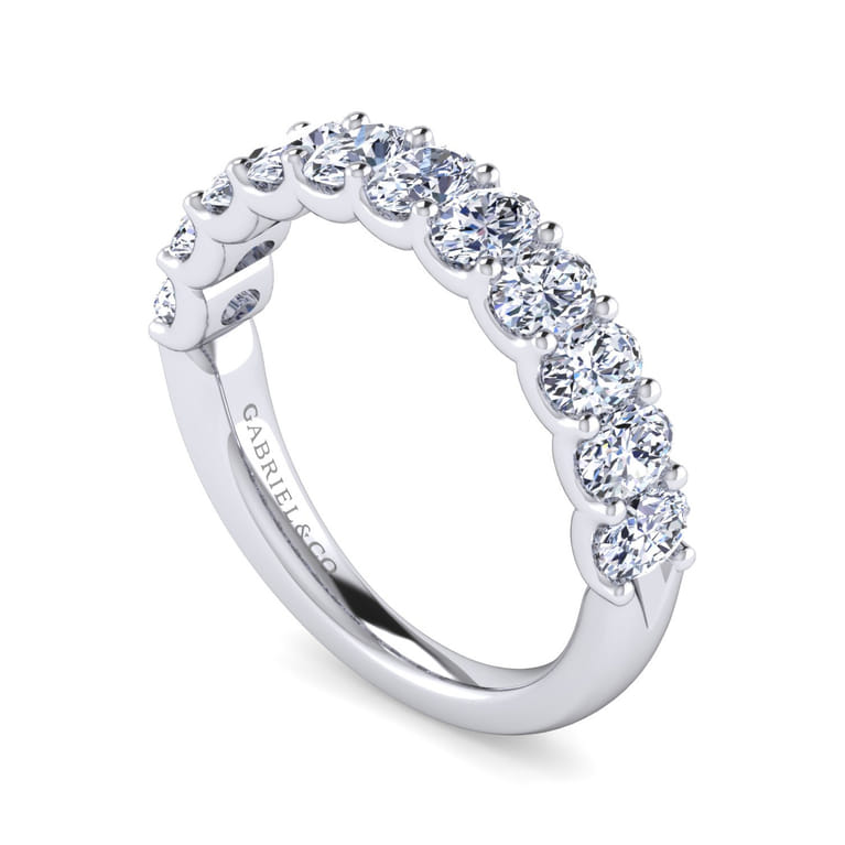Straight Wedding Ring in 14k White Gold with Oval Natural Diamond at Gabriel & Co. - Shot 3