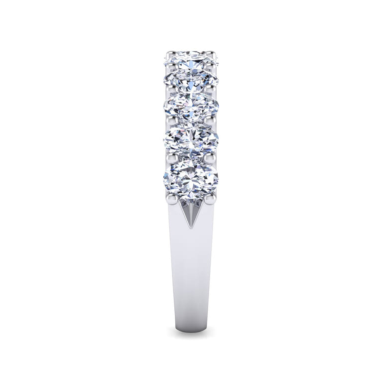 Straight Wedding Ring in 14k White Gold with Oval Natural Diamond at Gabriel & Co. - Shot 4