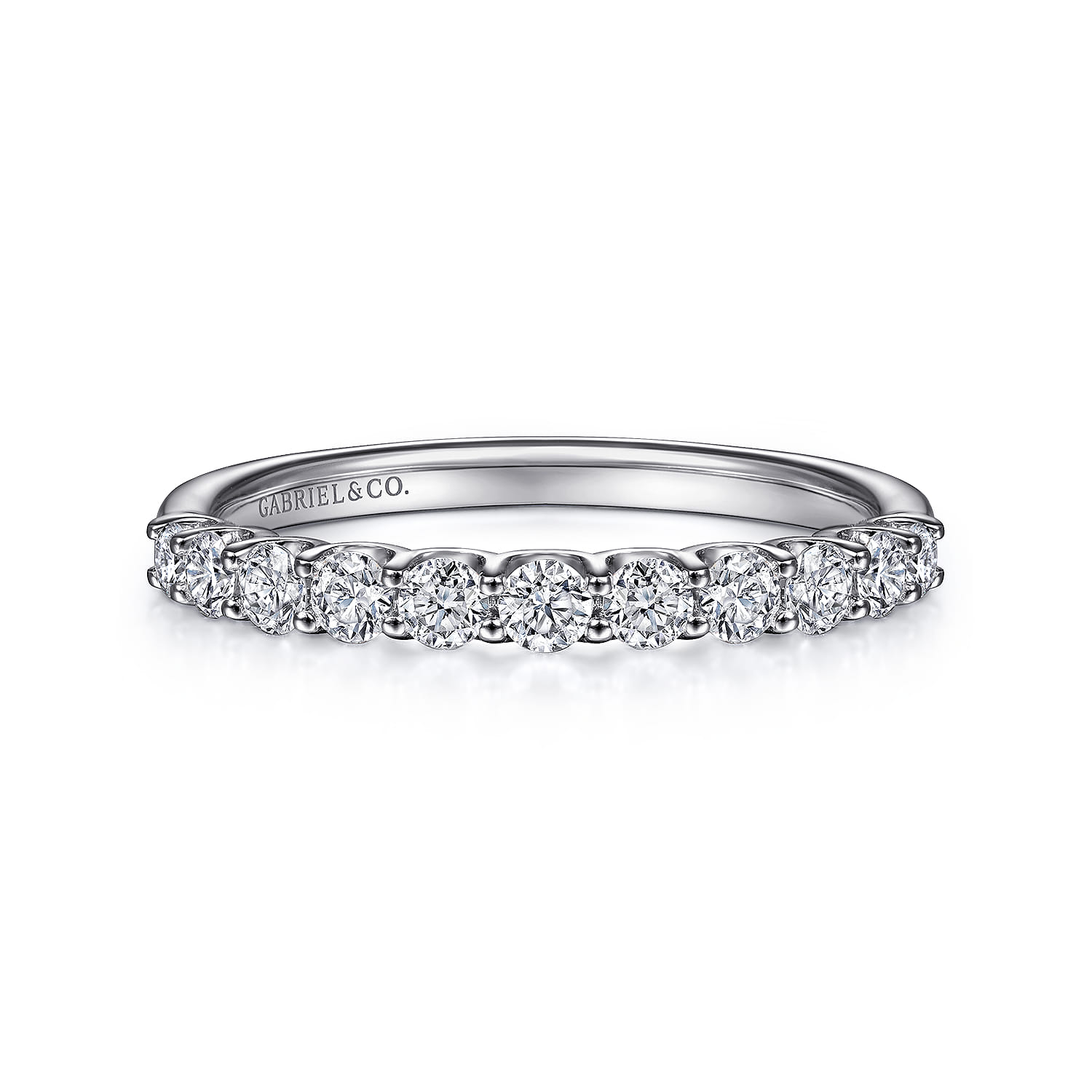 Straight Wedding Ring in 14k White Gold with Round Natural Diamond at Gabriel & Co. - Shot 1