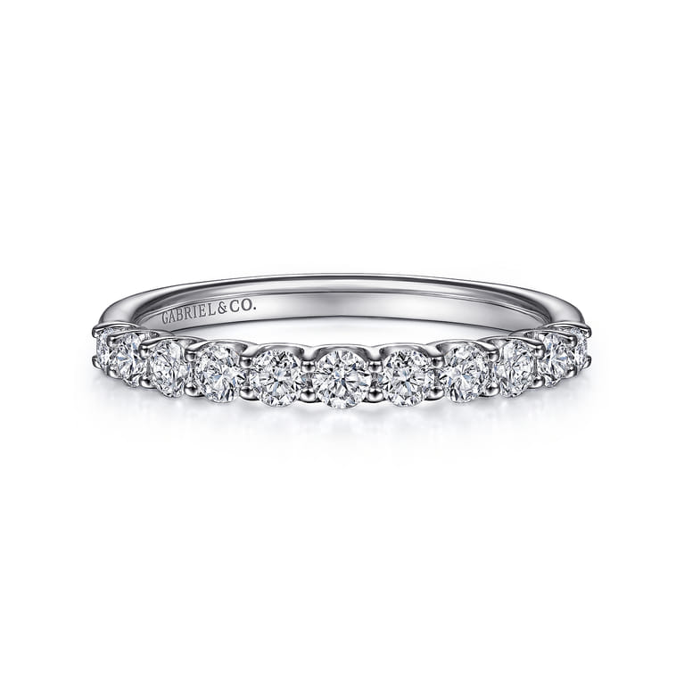 Straight Wedding Ring in 14k White Gold with Round Natural Diamond at Gabriel & Co. - Shot 1