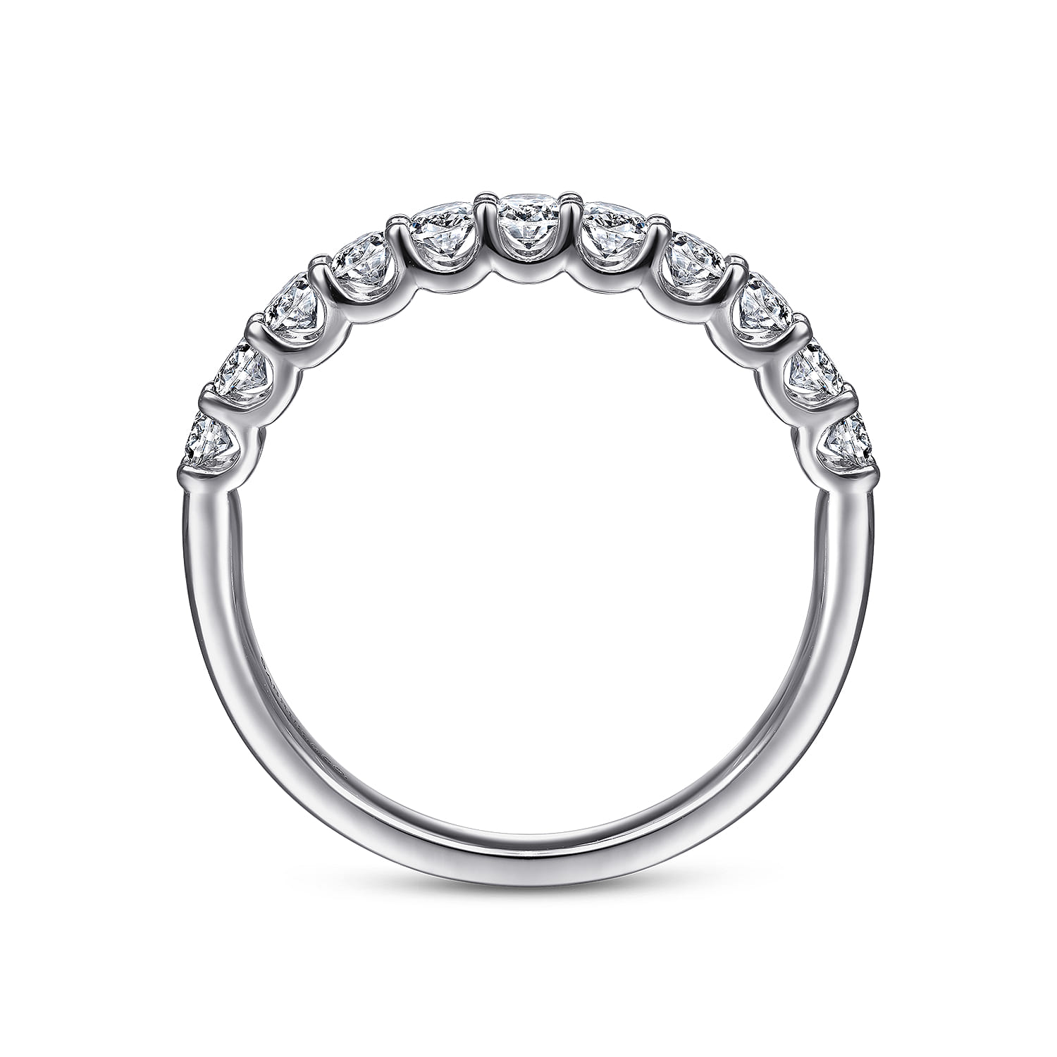Straight Wedding Ring in 14k White Gold with Round Natural Diamond at Gabriel & Co. - Shot 2