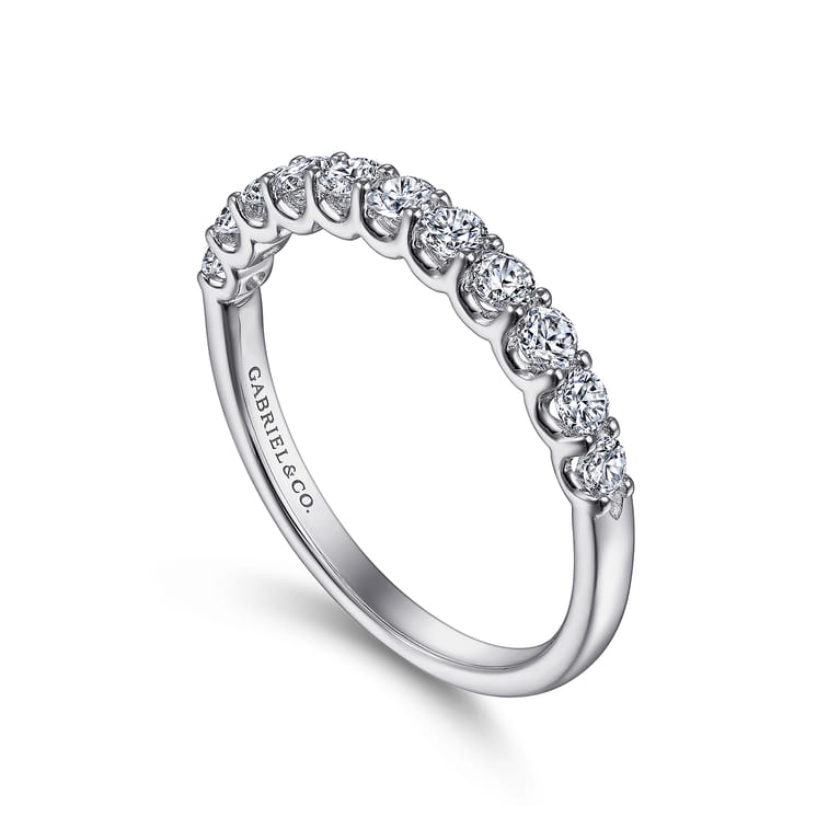Straight Wedding Ring in 14k White Gold with Round Natural Diamond at Gabriel & Co. - Shot 3