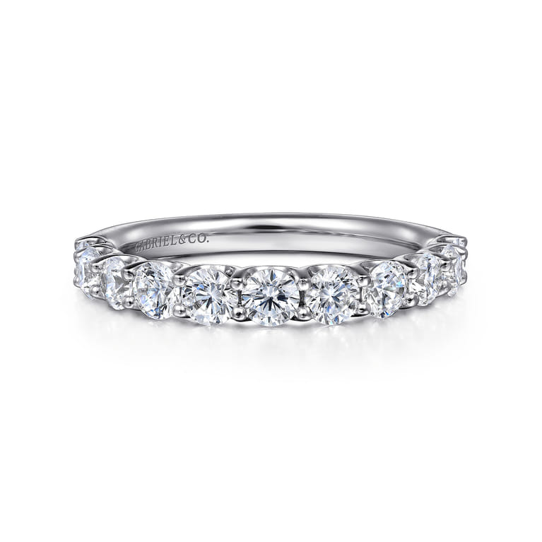 Straight Wedding Ring in 14k White Gold with Round Natural Diamond at Gabriel & Co. - Shot 1