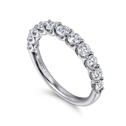 Riga - 14K White Gold Round 11 Stone Diamond Anniversary Band