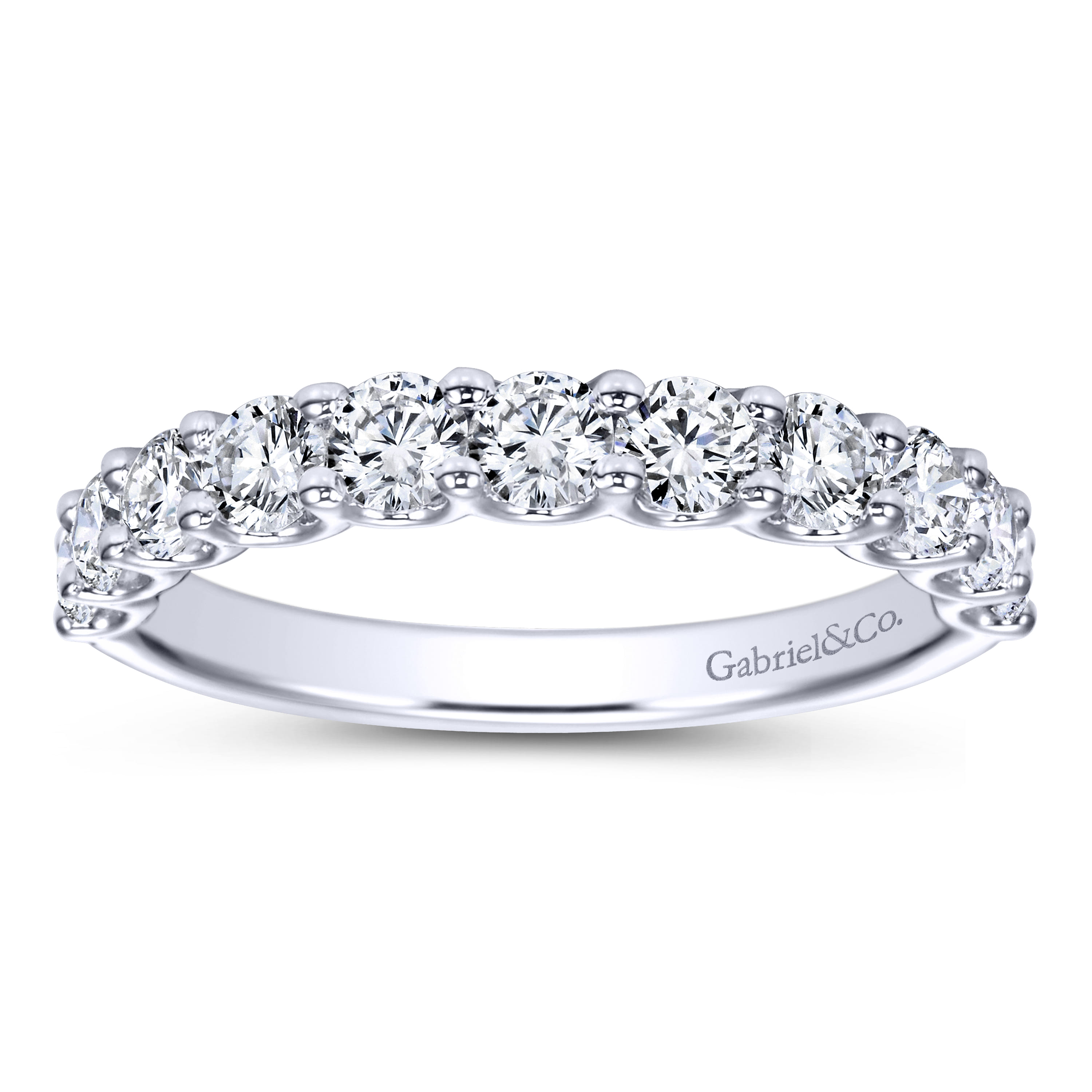 Straight Wedding Ring in 14k White Gold with Round Natural Diamond at Gabriel & Co. - Shot 5