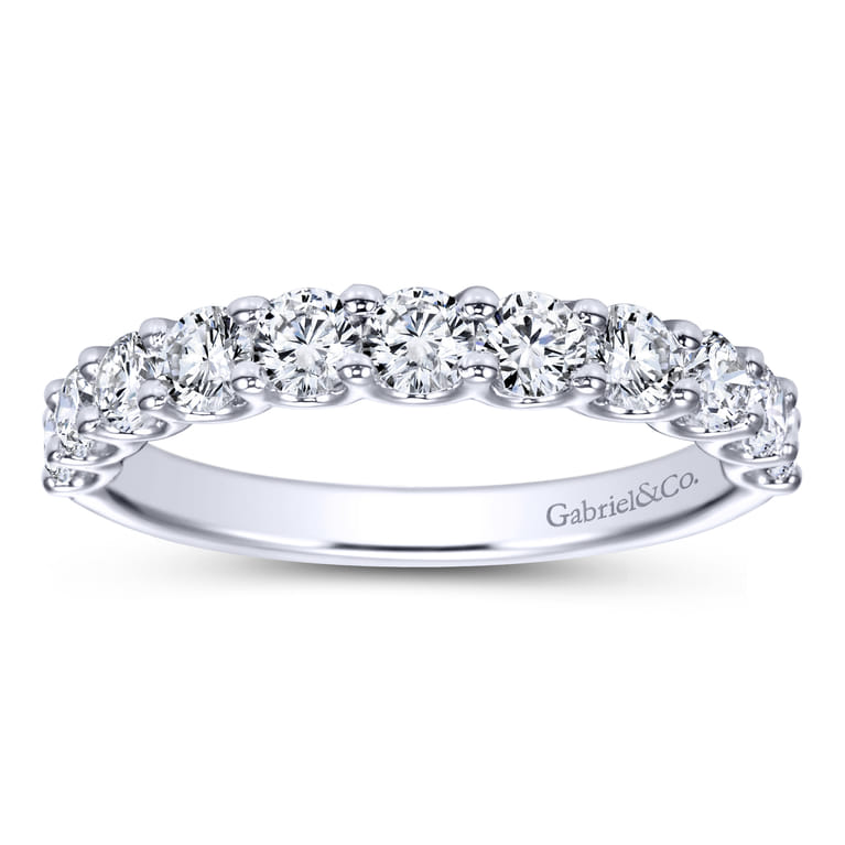 Straight Wedding Ring in 14k White Gold with Round Natural Diamond at Gabriel & Co. - Shot 5