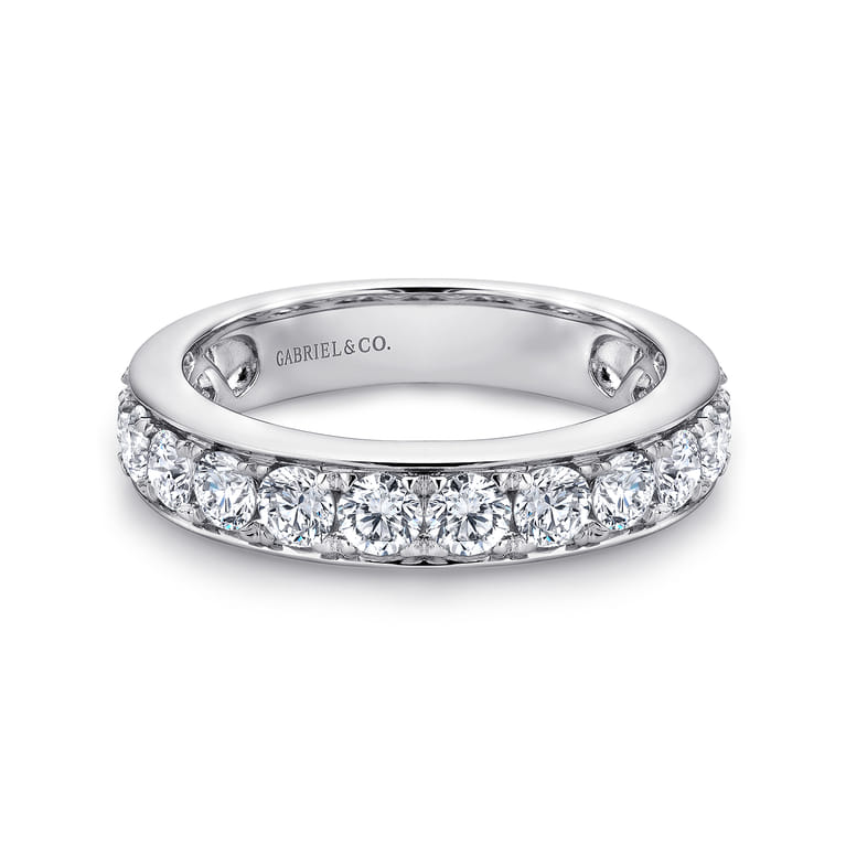 Straight Wedding Ring in 14k White Gold with Round Natural Diamond at Gabriel & Co. - Shot 1