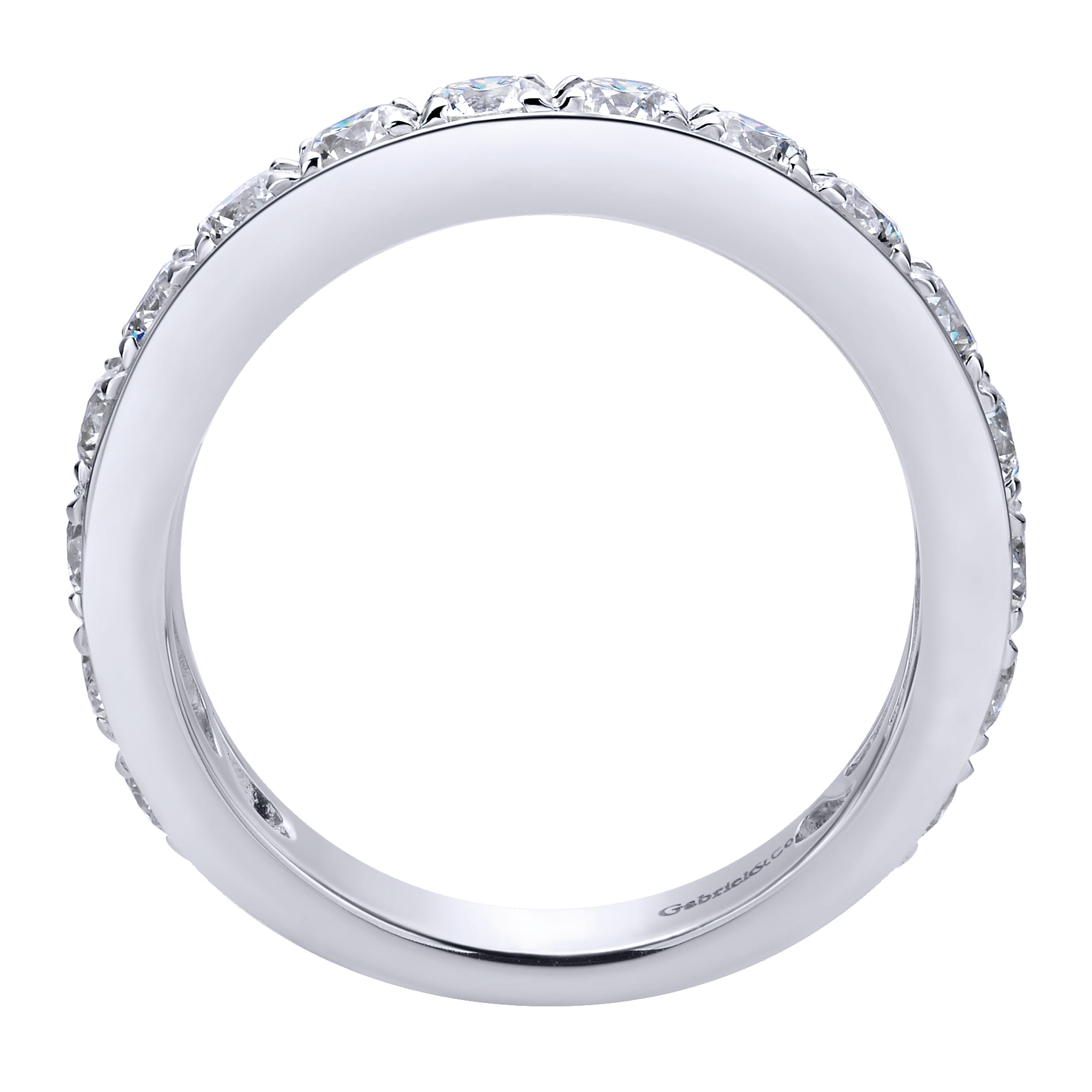 Straight Wedding Ring in 14k White Gold with Round Natural Diamond at Gabriel & Co. - Shot 2