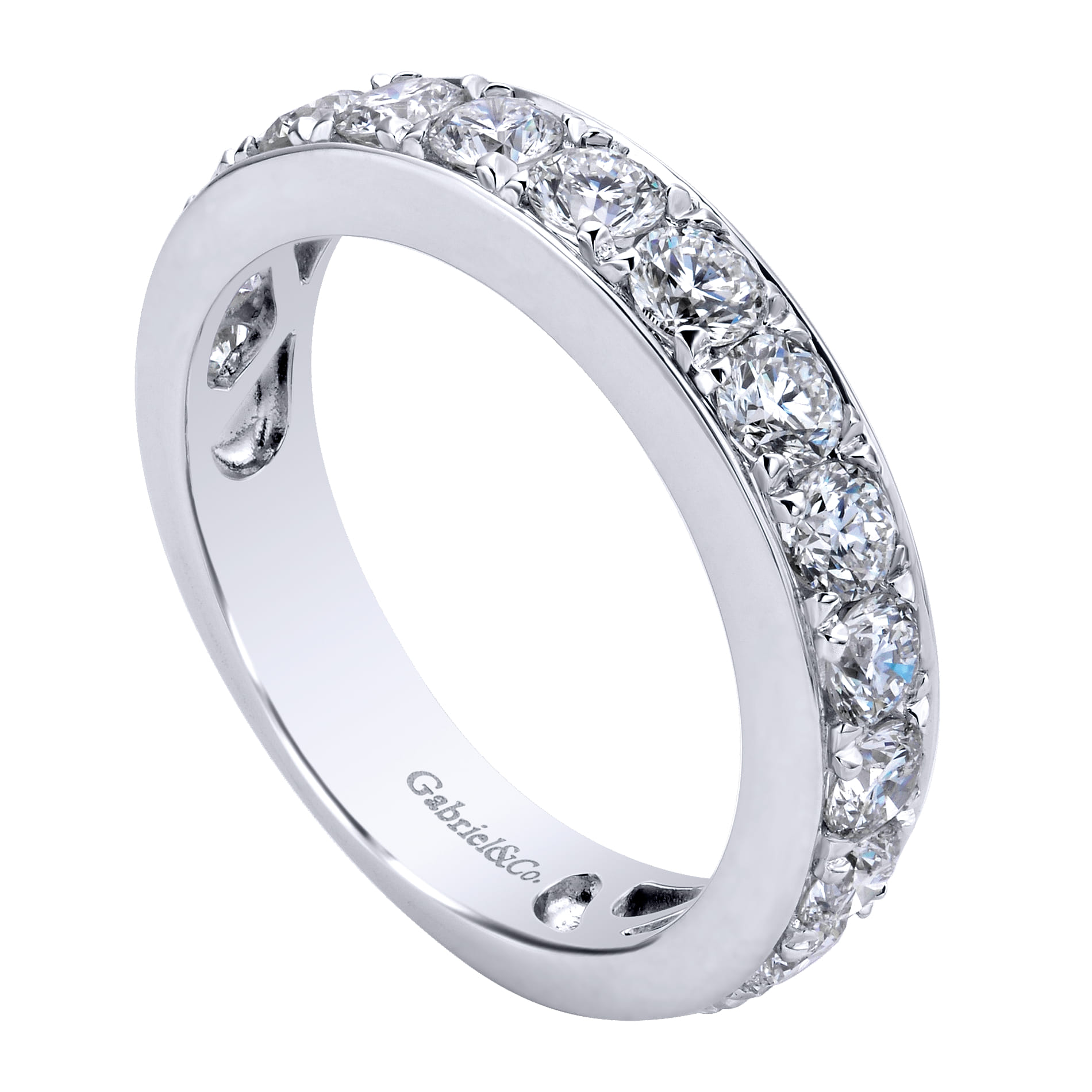 Straight Wedding Ring in 14k White Gold with Round Natural Diamond at Gabriel & Co. - Shot 3