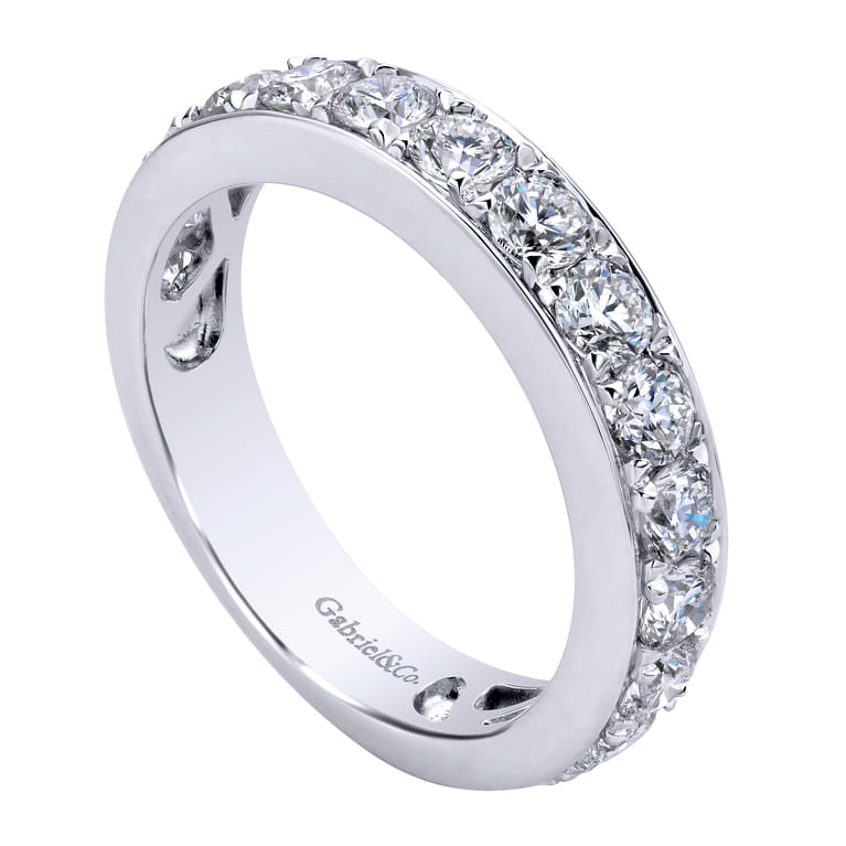 Straight Wedding Ring in 14k White Gold with Round Natural Diamond at Gabriel & Co. - Shot 3