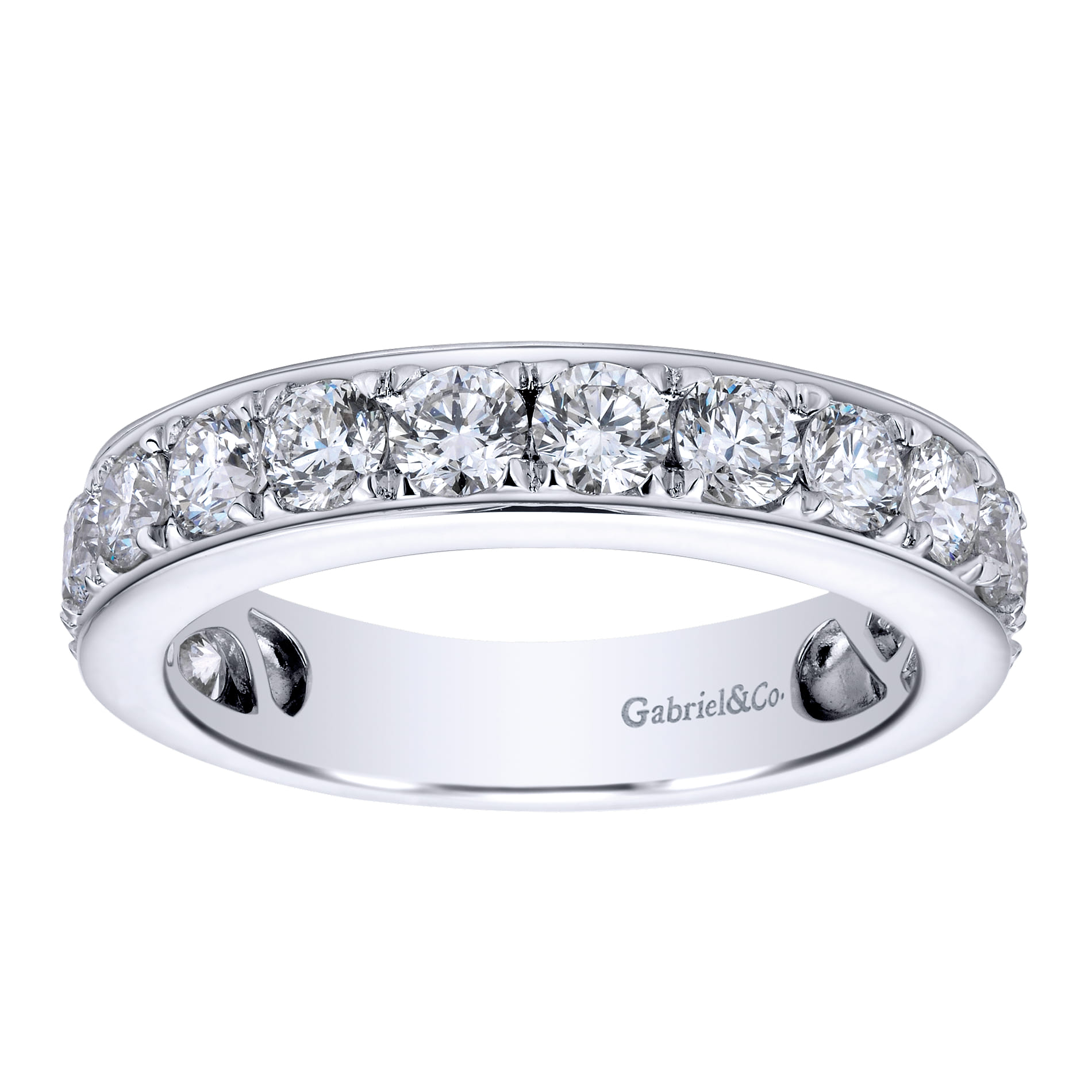 Straight Wedding Ring in 14k White Gold with Round Natural Diamond at Gabriel & Co. - Shot 4