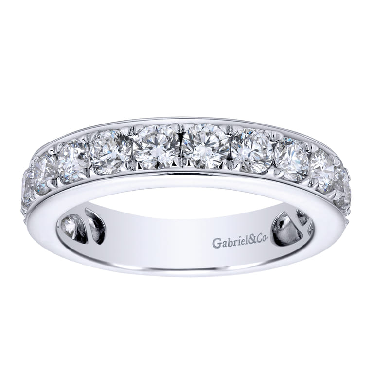 Straight Wedding Ring in 14k White Gold with Round Natural Diamond at Gabriel & Co. - Shot 4