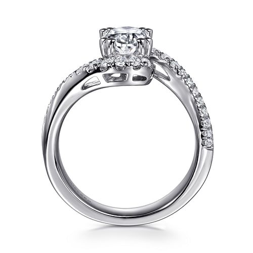 Rimma - 14k White Gold 1.5 Carat Oval Bypass Natural Diamond Engagement ...