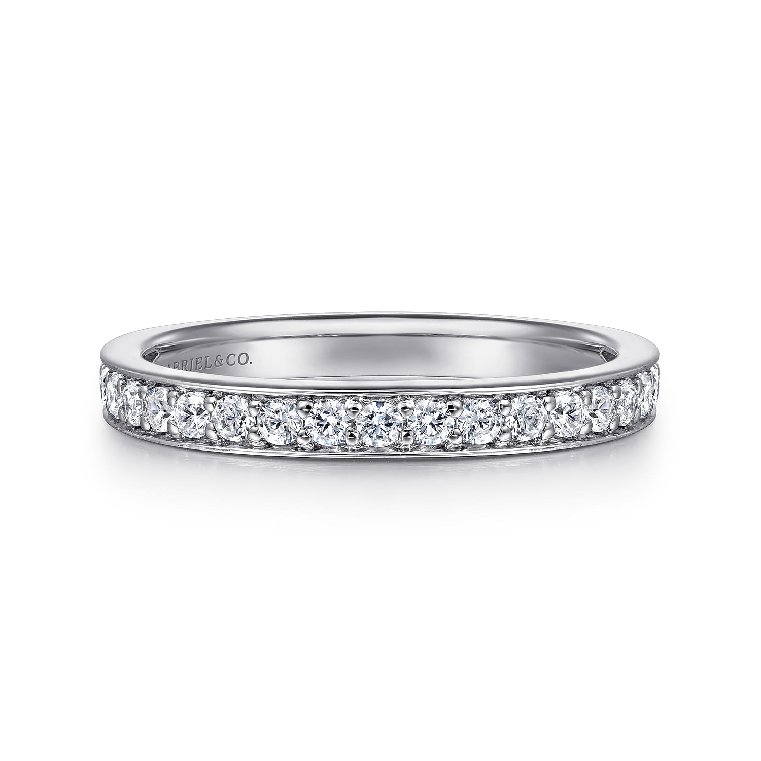 Straight Wedding Ring in 14k White Gold with Round Natural Diamond at Gabriel & Co. - Shot 1