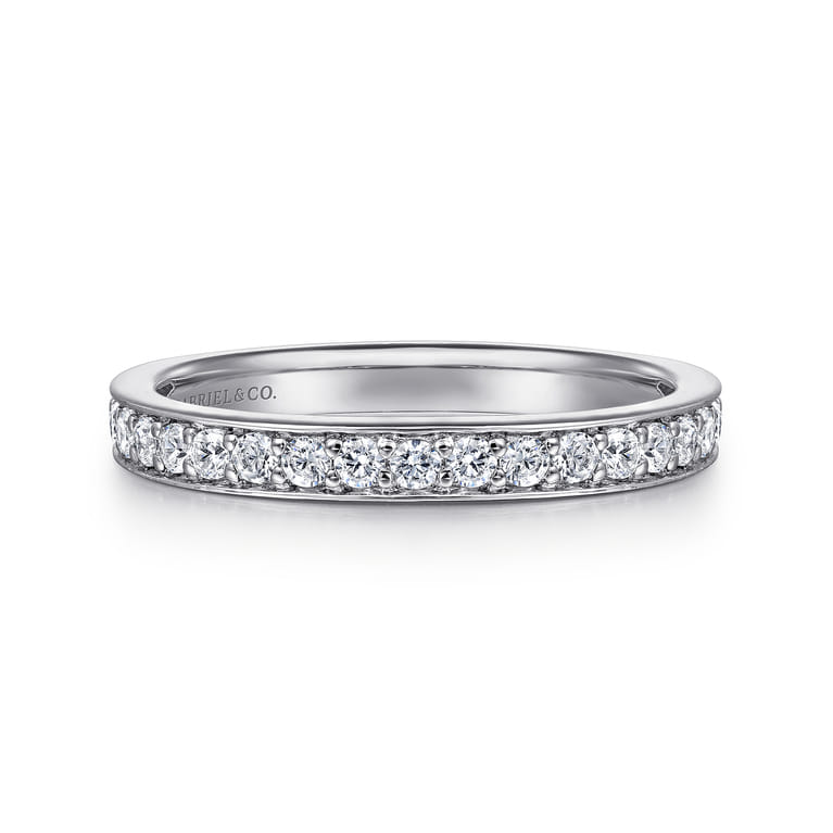 Straight Wedding Ring in 14k White Gold with Round Natural Diamond at Gabriel & Co. - Shot 1