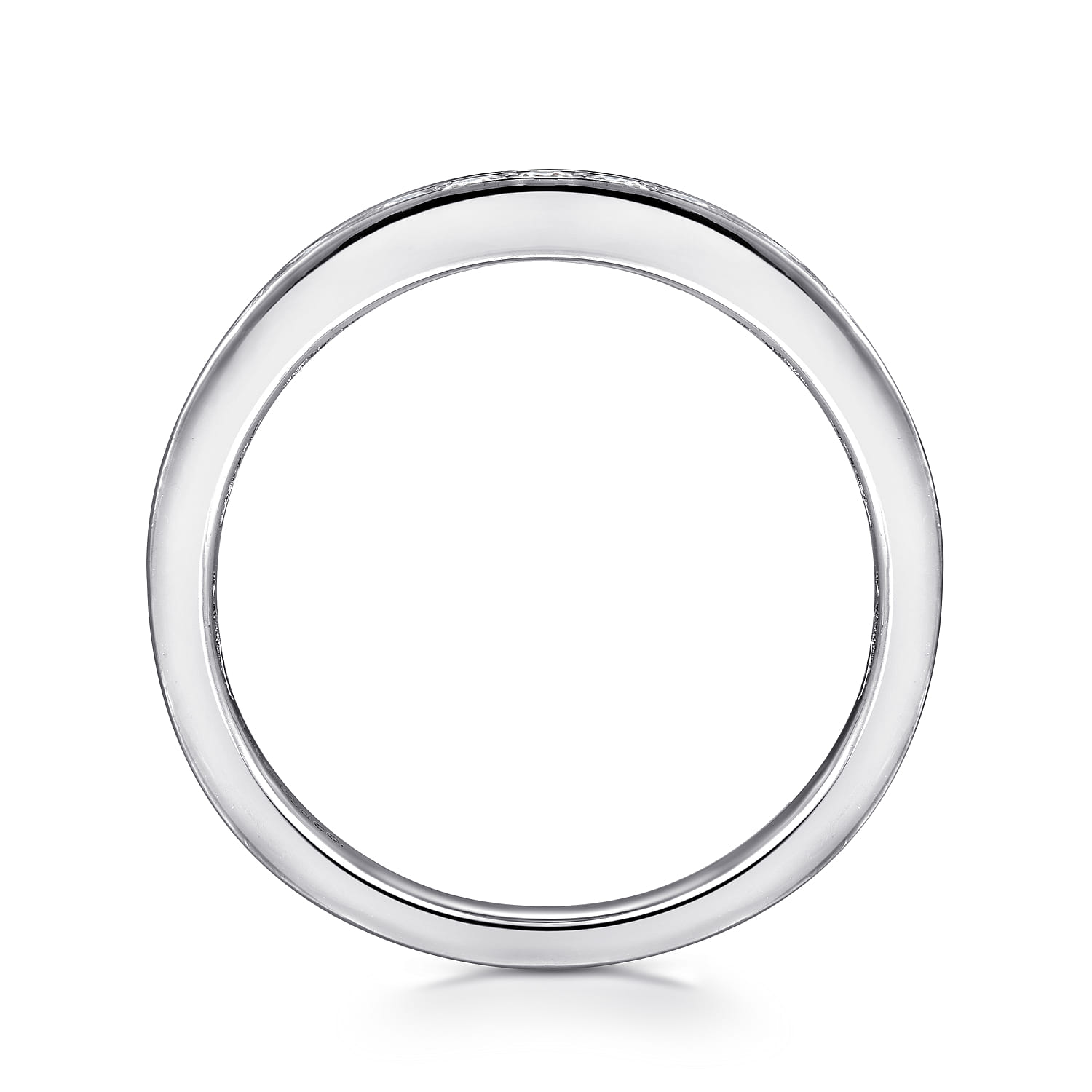 Straight Wedding Ring in 14k White Gold with Round Natural Diamond at Gabriel & Co. - Shot 2