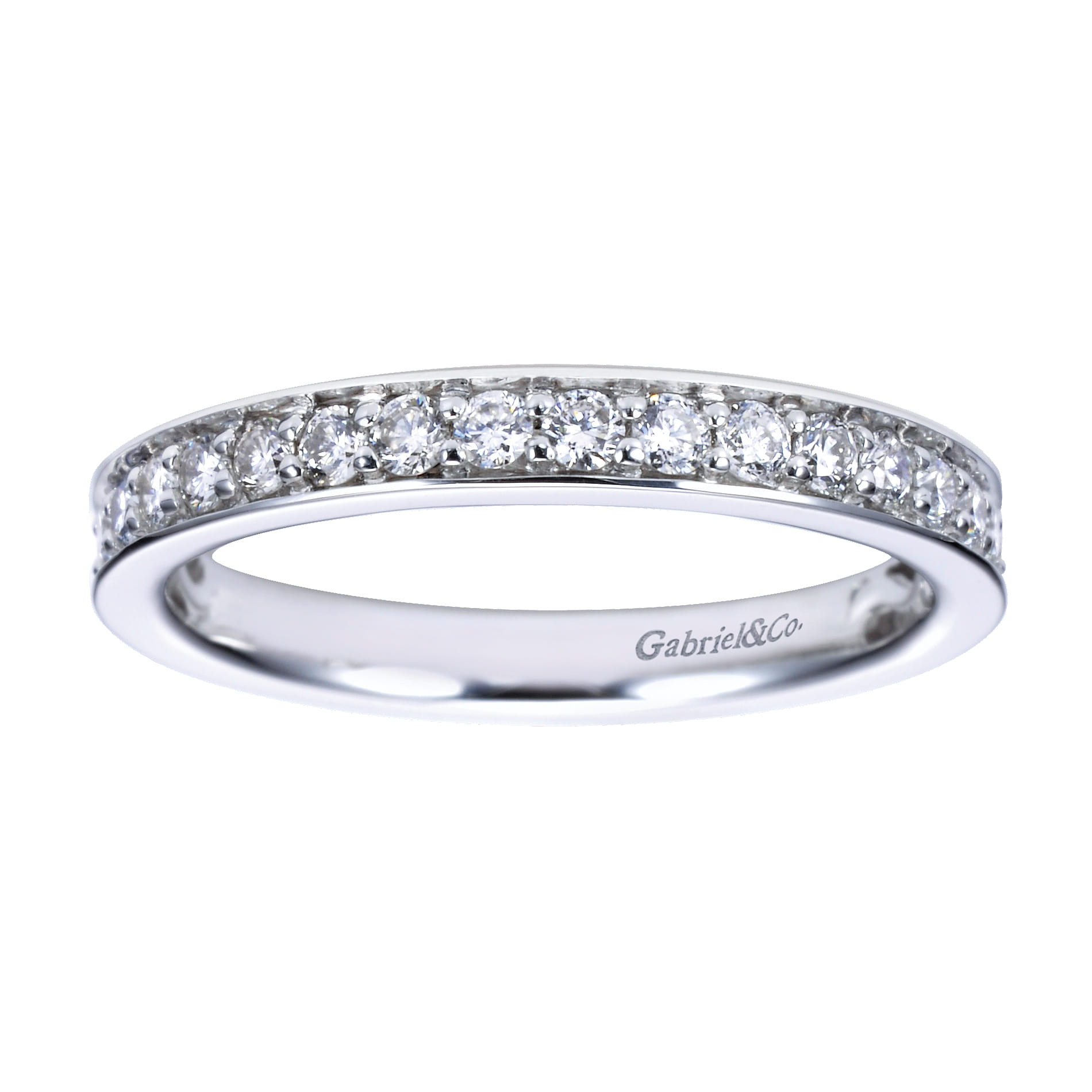 Straight Wedding Ring in 14k White Gold with Round Natural Diamond at Gabriel & Co. - Shot 5