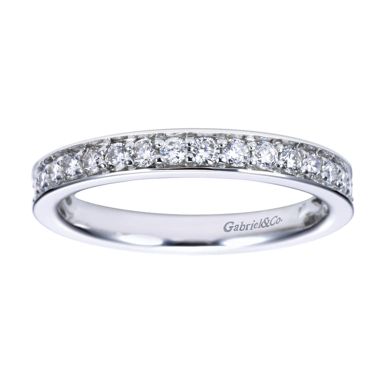 Straight Wedding Ring in 14k White Gold with Round Natural Diamond at Gabriel & Co. - Shot 5