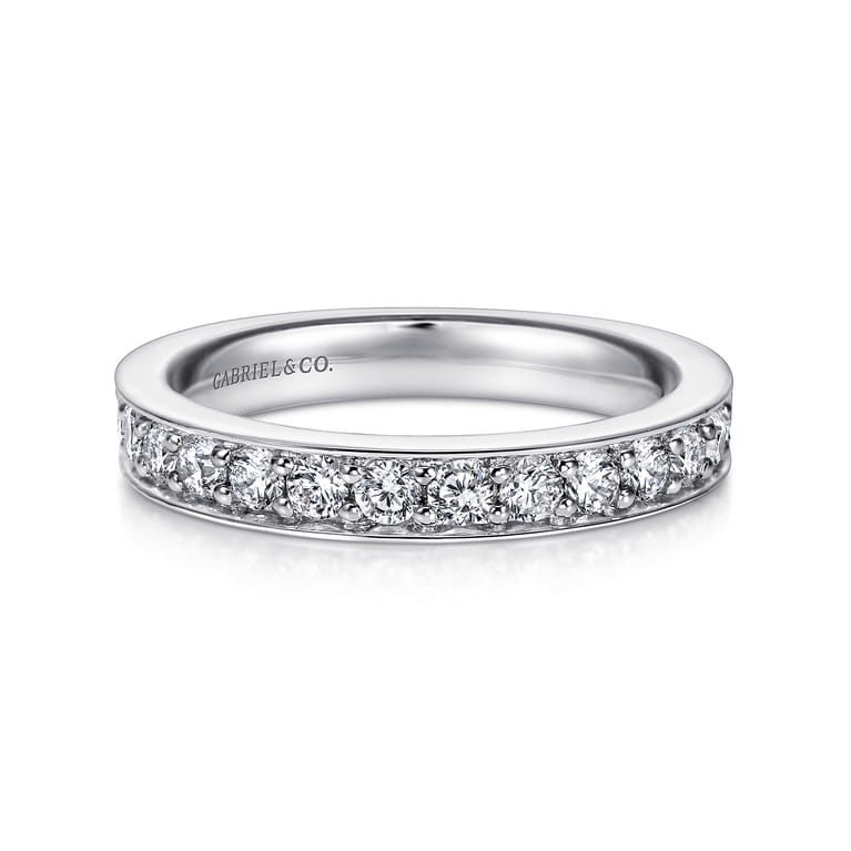 Straight Wedding Ring in 14k White Gold with Round Natural Diamond at Gabriel & Co. - Shot 1