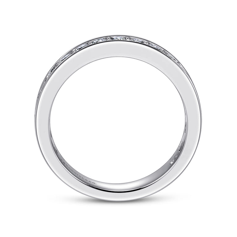 Straight Wedding Ring in 14k White Gold with Round Natural Diamond at Gabriel & Co. - Shot 2
