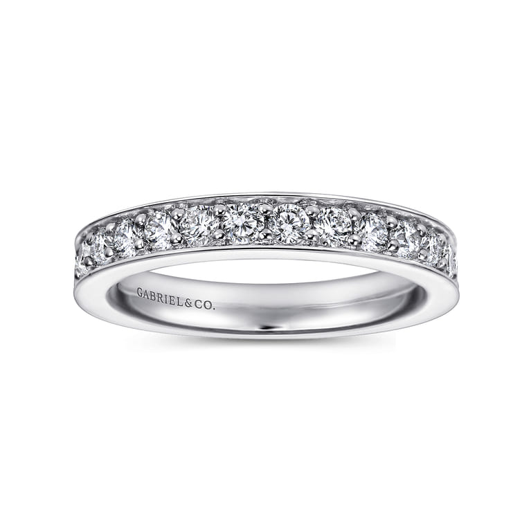Straight Wedding Ring in 14k White Gold with Round Natural Diamond at Gabriel & Co. - Shot 4