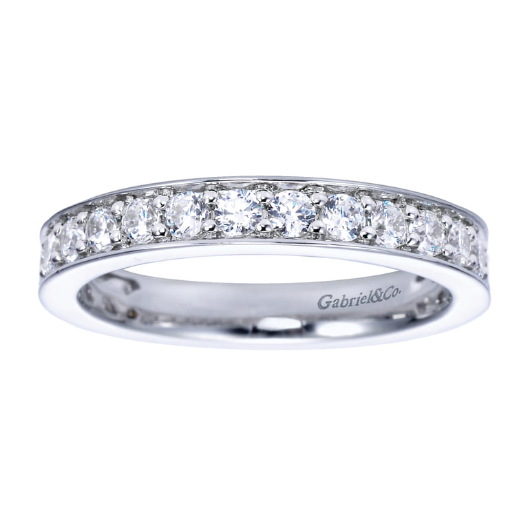 Straight Wedding Ring in 14k White Gold with Round Natural Diamond at Gabriel & Co. - Shot 5
