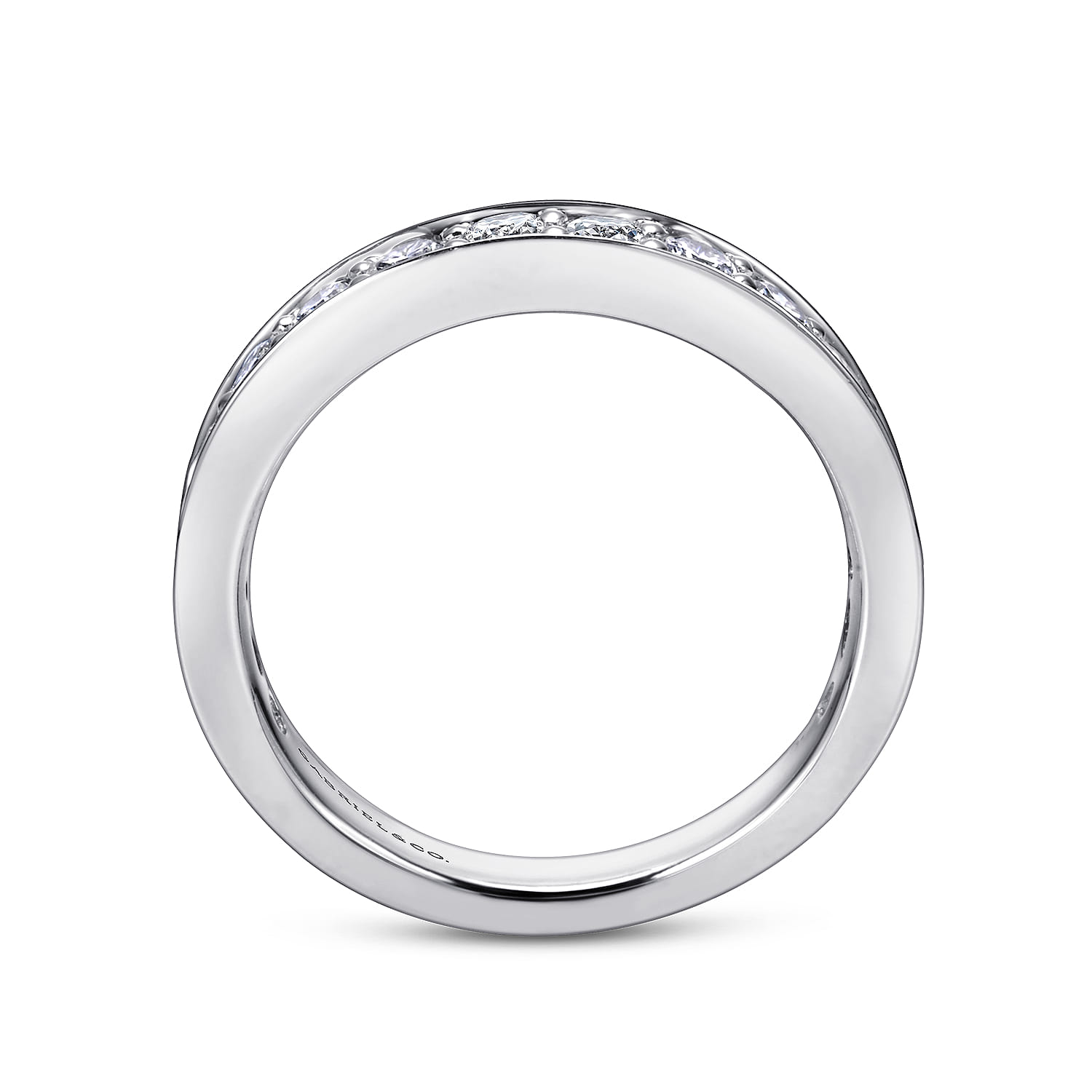 Straight Wedding Ring in 14k White Gold with Round Natural Diamond at Gabriel & Co. - Shot 2