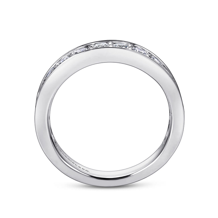 Straight Wedding Ring in 14k White Gold with Round Natural Diamond at Gabriel & Co. - Shot 2