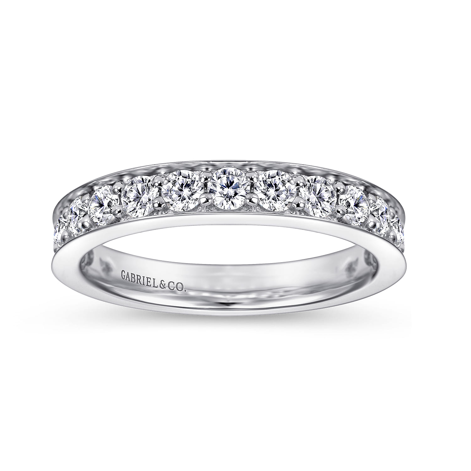 Straight Wedding Ring in 14k White Gold with Round Natural Diamond at Gabriel & Co. - Shot 4