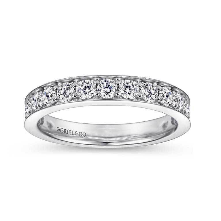 Straight Wedding Ring in 14k White Gold with Round Natural Diamond at Gabriel & Co. - Shot 4