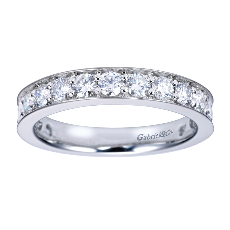 Straight Wedding Ring in 14k White Gold with Round Natural Diamond at Gabriel & Co. - Shot 5