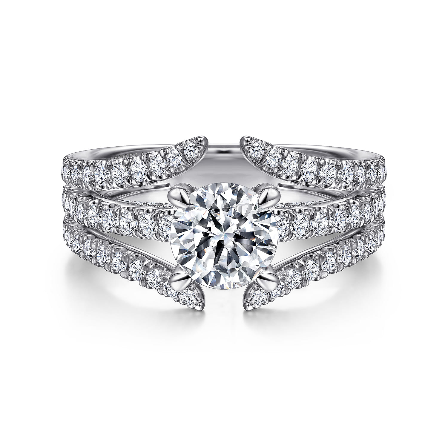 Riola - 14K White Gold Split Shank Round Diamond Engagement Ring