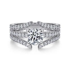Riola - 14K White Gold Split Shank Round Diamond Engagement Ring