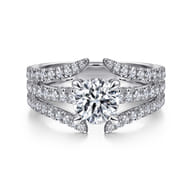 Riola - 14K White Gold Split Shank Round Diamond Engagement Ring