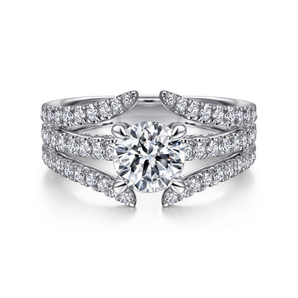Riola - 14K White Gold Split Shank Round Diamond Engagement Ring