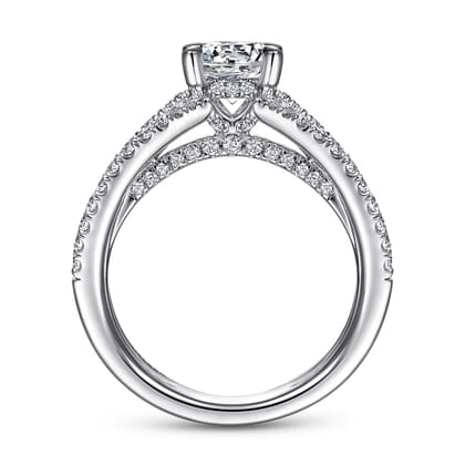 Riola - 14K White Gold Split Shank Round Diamond Engagement Ring