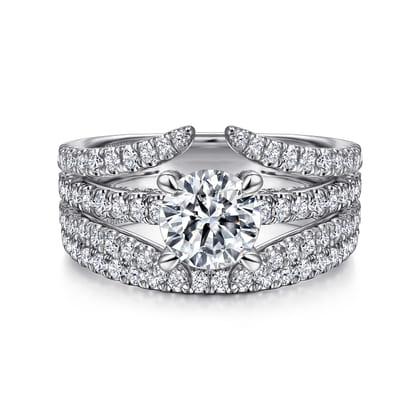 Riola - 14K White Gold Split Shank Round Diamond Engagement Ring
