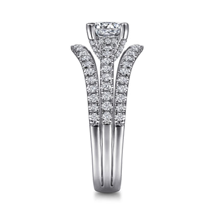 Riola - 14K White Gold Split Shank Round Diamond Engagement Ring