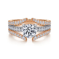 Riola - 14K White-Rose Gold Split Shank Round Diamond Engagement Ring