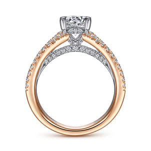 Riola - 14K White-Rose Gold Split Shank Round Diamond Engagement Ring
