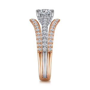 Riola - 14K White-Rose Gold Split Shank Round Diamond Engagement Ring