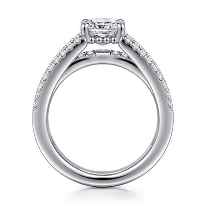Rivah - 14K White Gold Split Shank Cushion Cut Diamond Engagement Ring