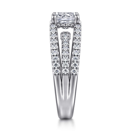 Rivah - 14K White Gold Split Shank Cushion Cut Diamond Engagement Ring