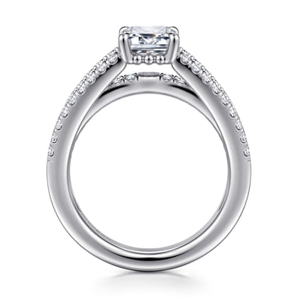 Rivah - 14K White Gold Split Shank Emerald Cut Diamond Engagement Ring