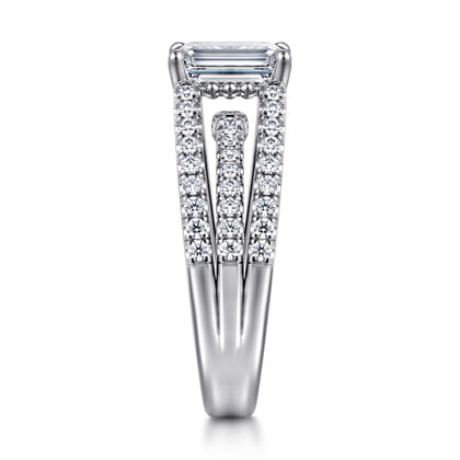 Rivah - 14K White Gold Split Shank Emerald Cut Diamond Engagement Ring
