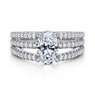 Rivah - 14K White Gold Split Shank Oval Diamond Engagement Ring