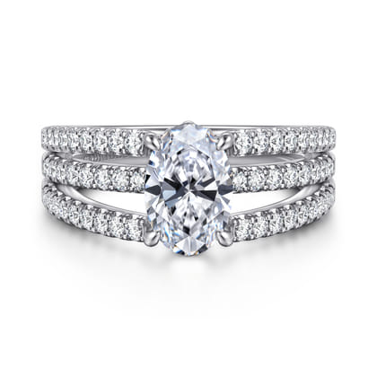Rivah - 14K White Gold Split Shank Oval Diamond Engagement Ring