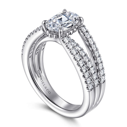 Rivah - 14K White Gold Split Shank Oval Diamond Engagement Ring