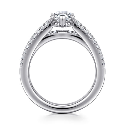 Rivah - 14K White Gold Split Shank Pear Shape Diamond Engagement Ring
