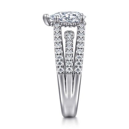 Rivah - 14K White Gold Split Shank Pear Shape Diamond Engagement Ring